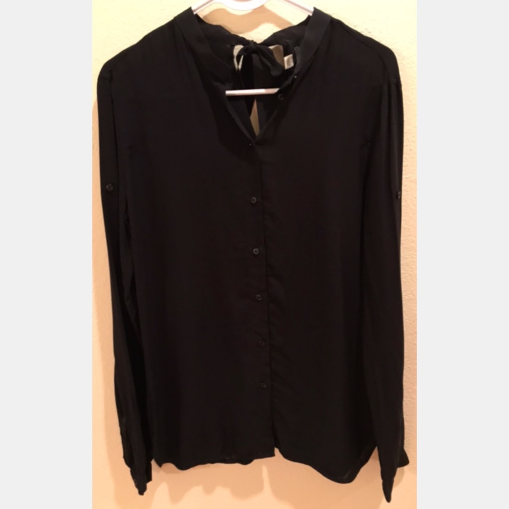 Diesel Black Button Down Blouse, Size Small